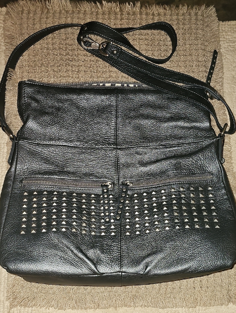 Fenn Wright Manson Black Studded Leather Crossbody Bag